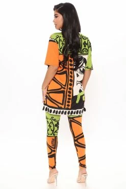 Fashion Nova More Attention Legging Set - Orange/combo Legging Sets