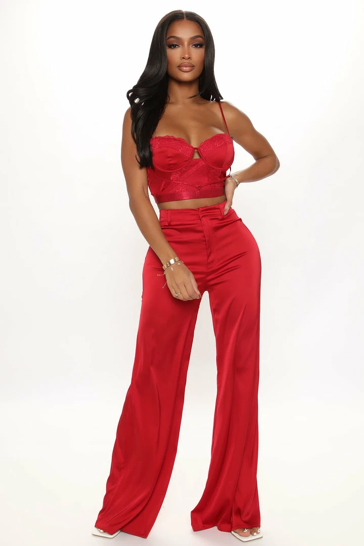 Fashion Nova Wide Leg Sets In Your Dreams Pant Set - Burgundy
