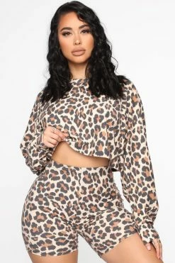 Fashion Nova Live The Impossible Leopard Short Set - Brown/combo