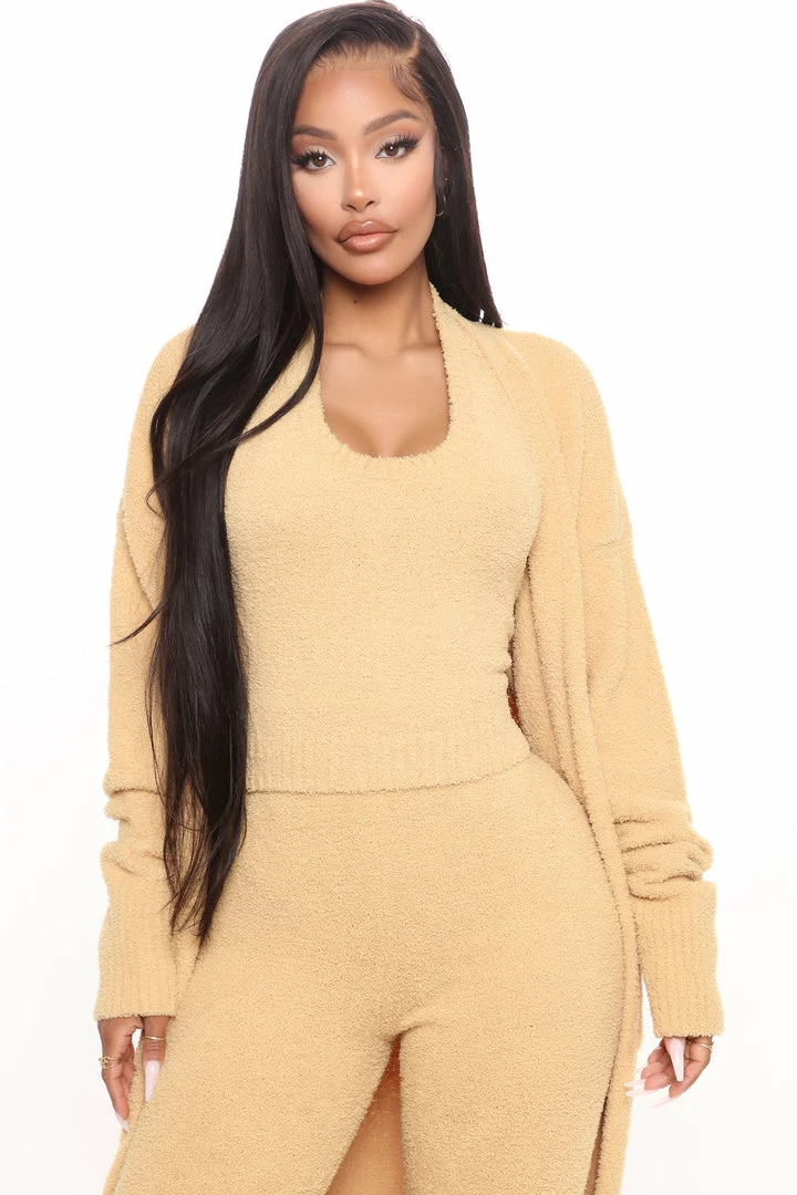 Fashion Nova Legging Sets Keep Me Cozy Fuzzy 3 Piece Legging Set - Mustard