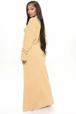 Fashion Nova Legging Sets Keep Me Cozy Fuzzy 3 Piece Legging Set - Mustard