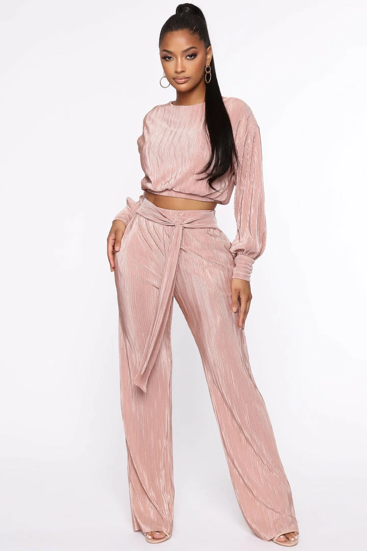 Fashion Nova She's A Classic Pant Set - Mauve