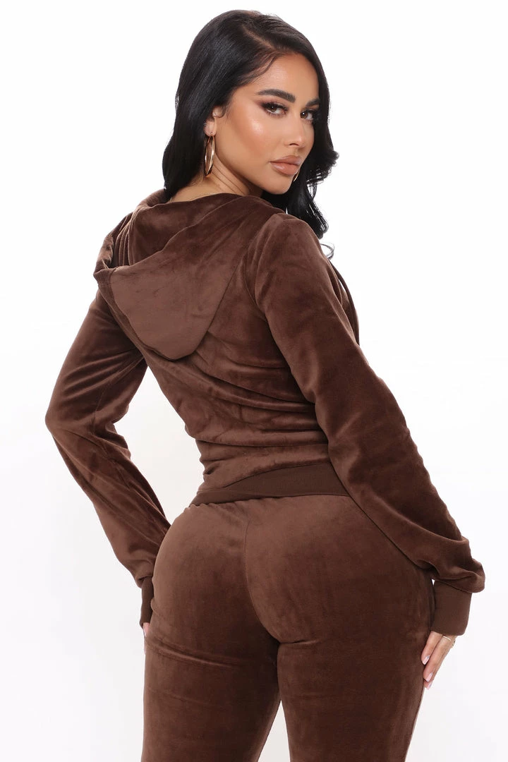Fashion Nova The Original Trendsetter Velour Set - Chocolate Sweatshirt Sets