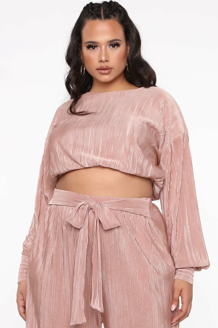 Fashion Nova She's A Classic Pant Set - Mauve