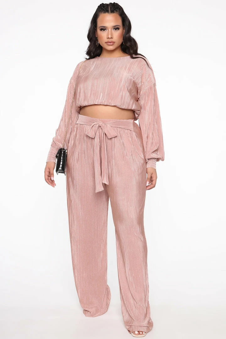 Fashion Nova She's A Classic Pant Set - Mauve