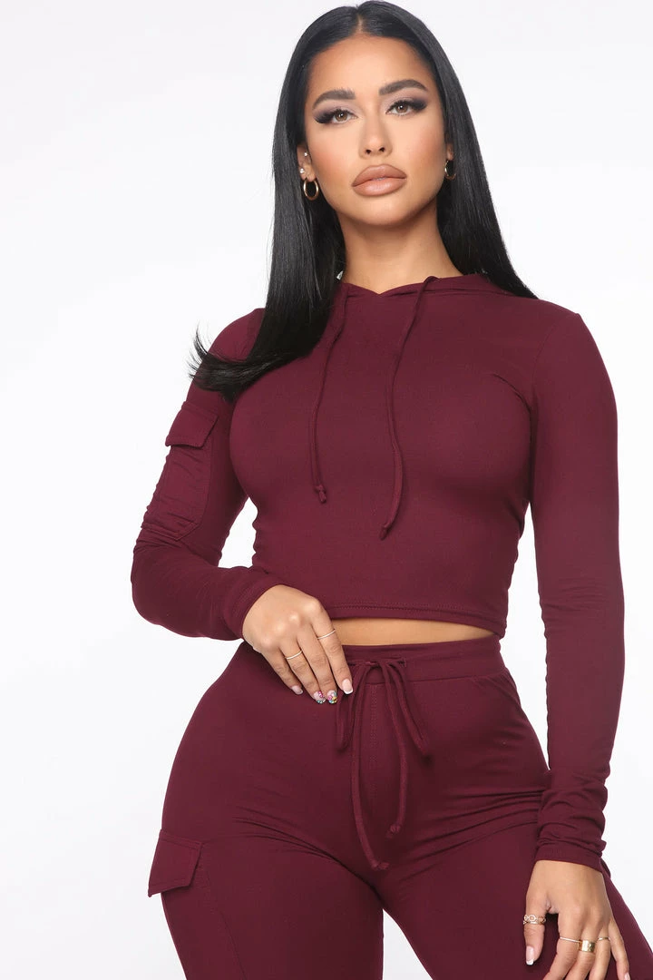 Fashion Nova Ready For The Weekend Lounge Set - Burgundy