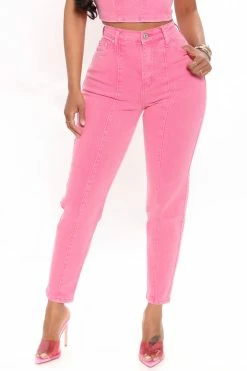 Fashion Nova Candy Coated High Rise Mom Jeans - Pink