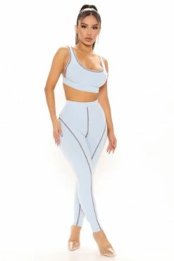 Fashion Nova Legging Sets Had Me At Hello Legging Set - Light Blue