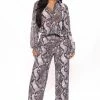 Fashion Nova Wide Leg Sets Sariyah Snakeskin Pant Set - Grey/combo