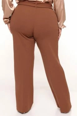 Fashion Nova Celine Belted Wide Leg Pant - Brown