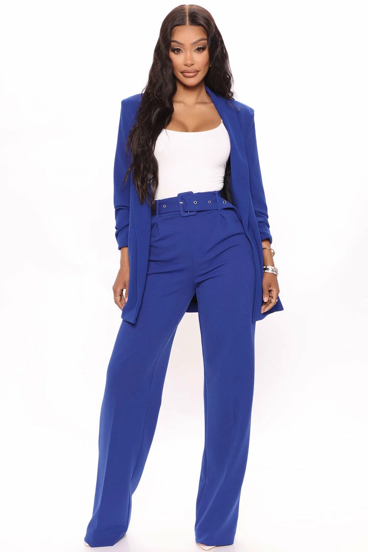 Fashion Nova Matching Separates Celine Belted Wide Leg Pant - Royal