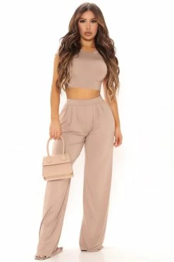 Fashion Nova Chosen One Pant Set - Taupe