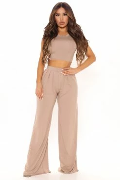 Fashion Nova Chosen One Pant Set - Taupe