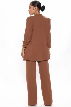Fashion Nova Celine Belted Wide Leg Pant - Brown