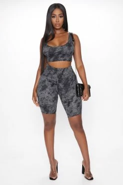 Fashion Nova Bondoc Beauty Biker Short Set - Black