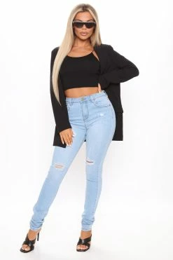 Fashion Nova Matching Separates Sasha Open Front Blazer - Black