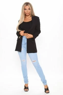 Fashion Nova Matching Separates Sasha Open Front Blazer - Black