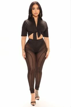 Fashion Nova Legging Sets Good And Plenty Mesh Legging Set 31 - Black