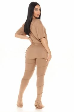 Fashion Nova Follow The Leader Legging Set - Taupe Legging Sets