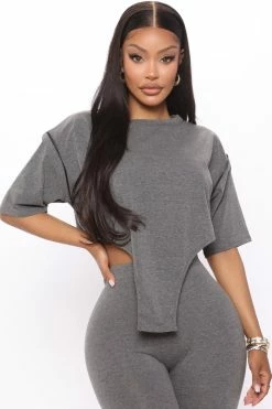 Fashion Nova Legging Sets Tell Me Again Legging Set - Charcoal