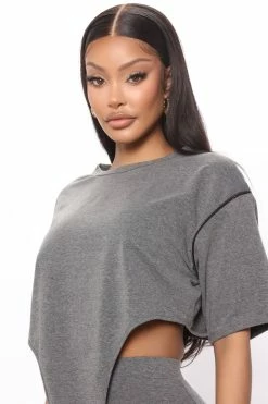 Fashion Nova Legging Sets Tell Me Again Legging Set - Charcoal