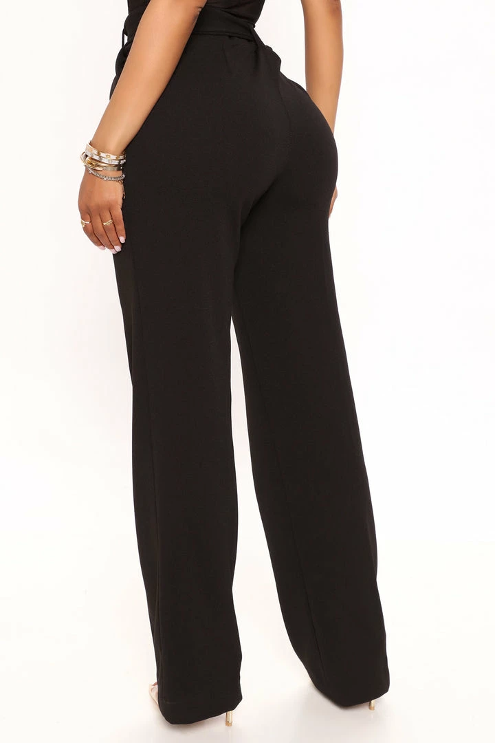Fashion Nova Celine Belted Wide Leg Pant - Black Matching Separates