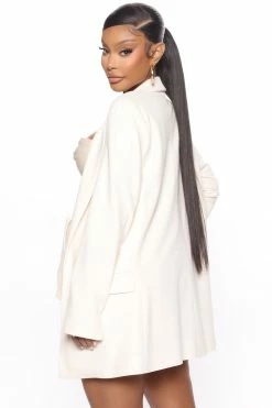 Fashion Nova Sasha Open Front Blazer - Cream