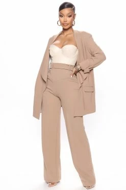 Fashion Nova Sasha Wide Leg Pant - Taupe Matching Separates