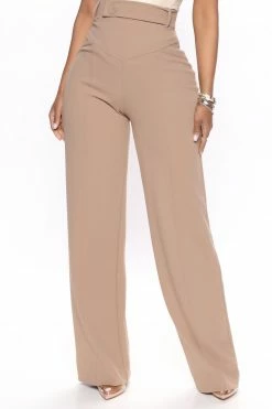 Fashion Nova Sasha Wide Leg Pant - Taupe Matching Separates