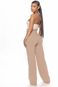 Fashion Nova Sasha Wide Leg Pant - Taupe Matching Separates