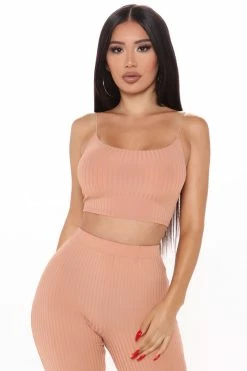 Fashion Nova Comfort Comes First Pant Set - Peach Wide Leg Sets