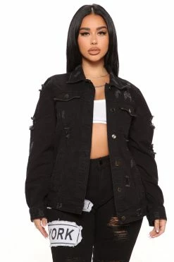 Fashion Nova Fashion Tour II Denim Jacket - Black
