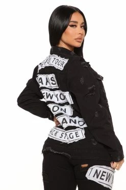 Fashion Nova Fashion Tour II Denim Jacket - Black