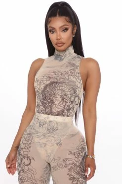 Fashion Nova Legging Sets Time To Slay Mesh Legging Set - Nude/combo