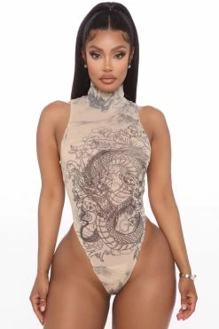 Fashion Nova Legging Sets Time To Slay Mesh Legging Set - Nude/combo