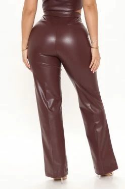 Fashion Nova Matching Separates Julia Faux Leather Trouser Pant - Chocolate