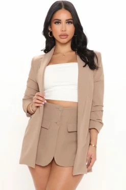 Fashion Nova The Celine Blazer - Taupe Matching Separates