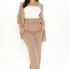 Fashion Nova Matching Separates Celine Belted Wide Leg Pant - Taupe