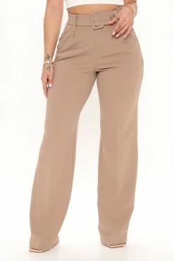 Fashion Nova Matching Separates Celine Belted Wide Leg Pant - Taupe