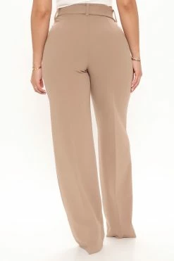 Fashion Nova Matching Separates Celine Belted Wide Leg Pant - Taupe