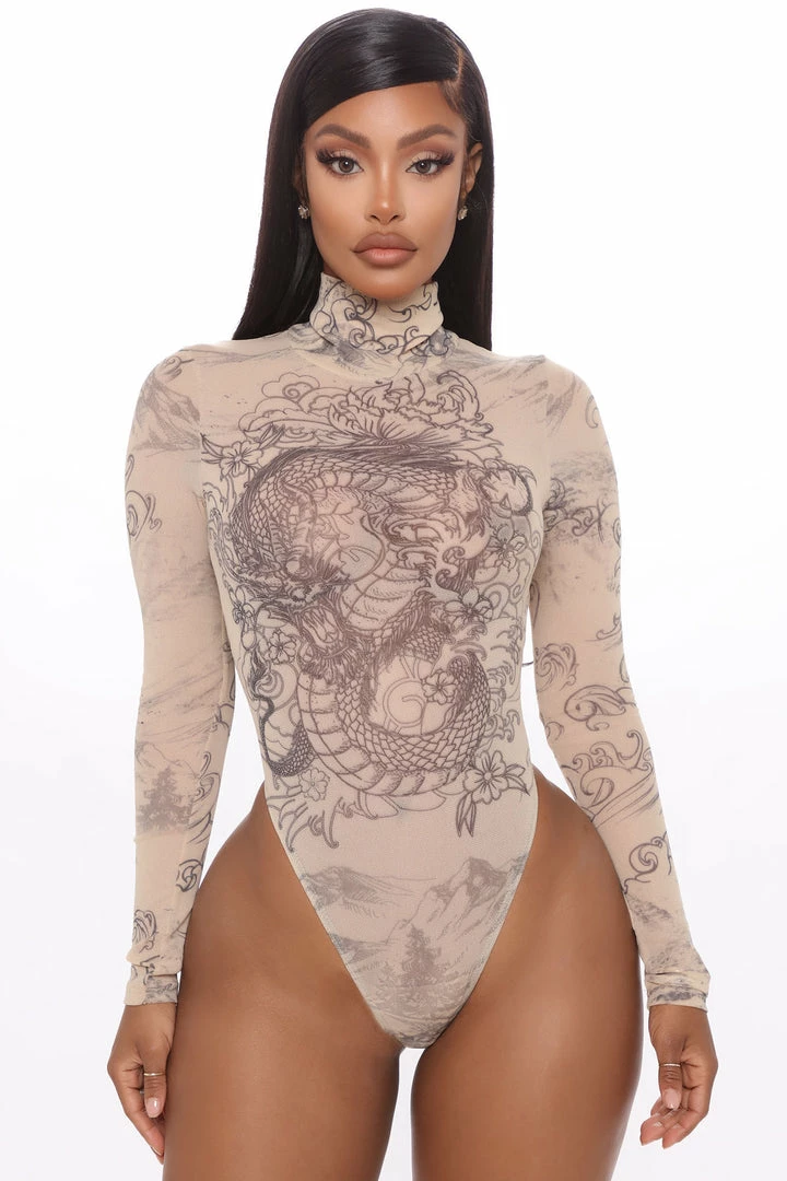 Fashion Nova Light My Fire Mesh Matching Set - Beige