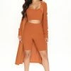 Fashion Nova Sunday Blessings Biker Short Matching Set - Cognac Biker Short Sets