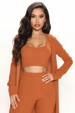 Fashion Nova Sunday Blessings Biker Short Matching Set - Cognac Biker Short Sets