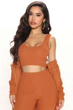 Fashion Nova Sunday Blessings Biker Short Matching Set - Cognac Biker Short Sets
