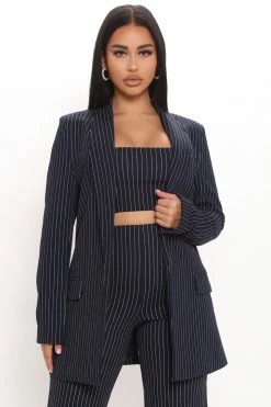 Fashion Nova Matching Separates Dahlia Blazer - Navy/combo