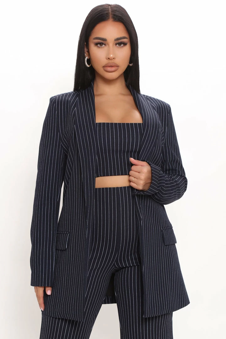 Fashion Nova Matching Separates Dahlia Blazer - Navy/combo