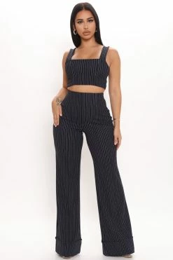 Fashion Nova Dahlia Wide Leg Pant - Navy/combo