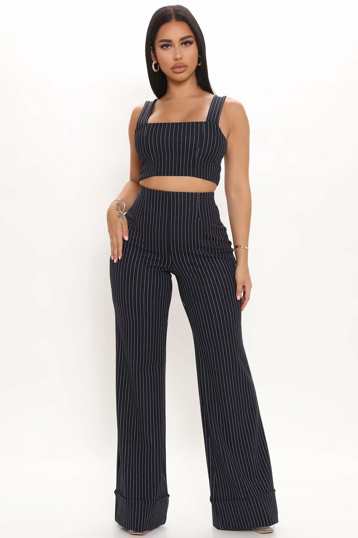 Fashion Nova Dahlia Wide Leg Pant - Navy/combo