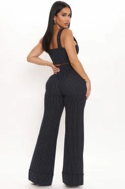 Fashion Nova Dahlia Wide Leg Pant - Navy/combo