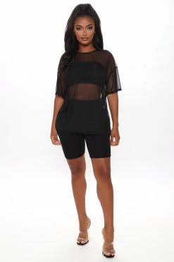 Fashion Nova Biker Short Sets Nice And Clear 3 Piece Biker Short Set - Black